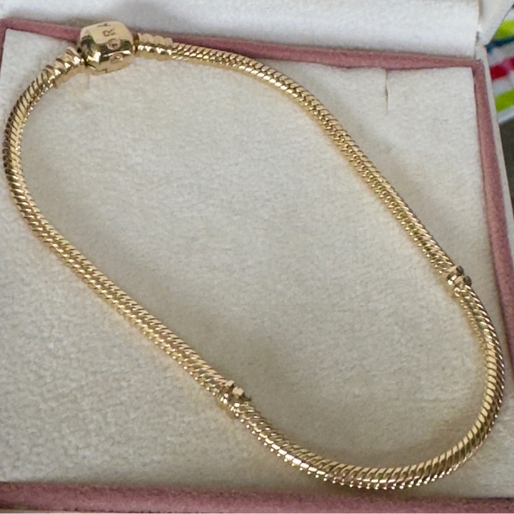 Authentic Pandora 14k Gold Moments Snake Chain Bracelet 8.3 Inches❗️READ❗️